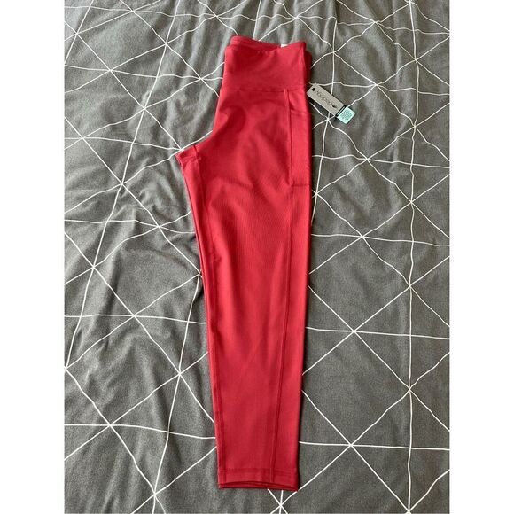 Ideology Red High-Waited Side-Pocket 7/8 Length Leggings Size Large - Picture 3 of 8